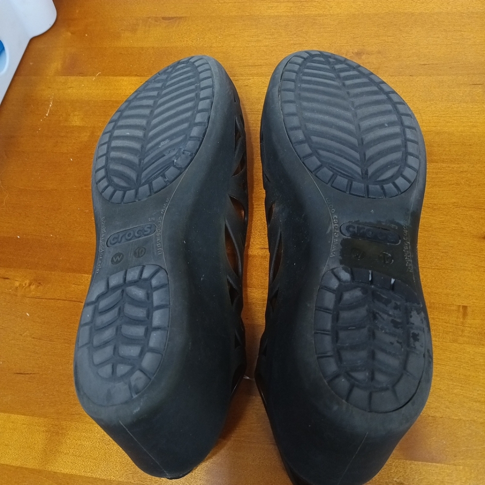 Women’s Crocs Size 10 Black Small wedge peep Toe Sling Back - Picture 6 of 6